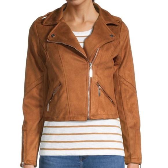 Faux Suede Cropped Moto Jacket - Picture 1 of 4